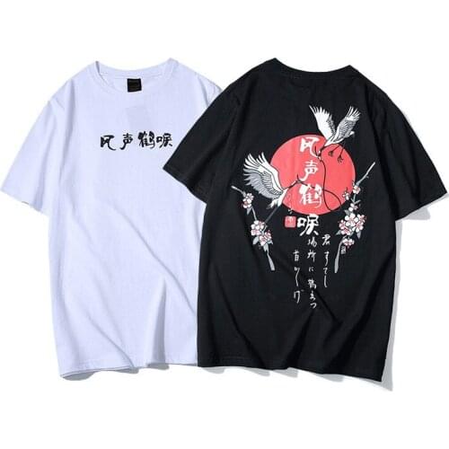 Men Chinese Style Harajuku Short-sleeved New Original Print Cotton Mens T-shirt Casual Oversize Hip Hop T-shirt Men Fashion