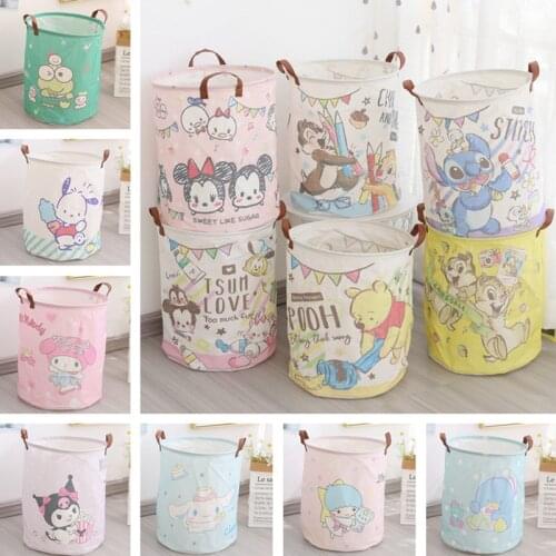 Disney Mickey Stitch Dirty Clothes Storage Basket Cartoon Organizer Basket Collapsible Large Laundry Hamper Home Laundry Basket