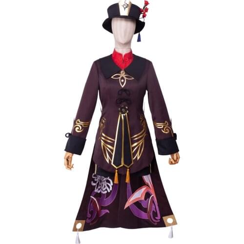 Genshin Impact Hu Tao Cosplay Costume Outfit Uniform Dress For Adult Women Girls Halloween Carnival Suit