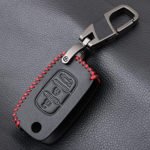 Leather Remote Control Car Keychain Key Cover Case For LADA Vesta Sedan Largus Kalina Granta 3Button Flip Key L1236 Key Case