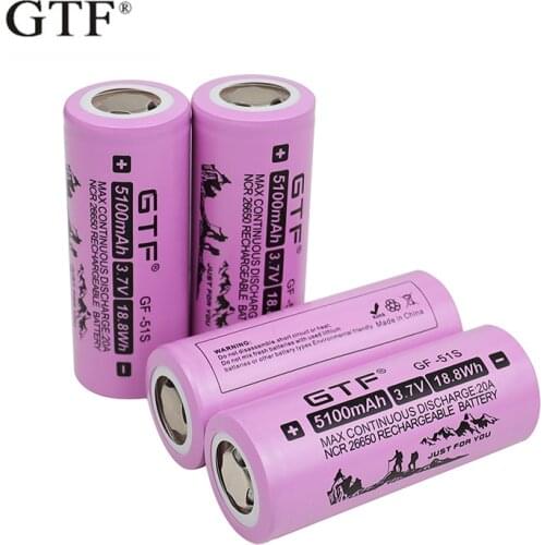 New brand GF-51S 26650 20A Power Rechargeable Lithium Battery 26650A , 3.7V 5100mA . Suitable for Flashlight