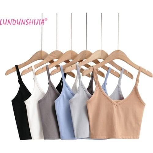 LUNDUNSHIJIA 2021 Summer Women Sexy Short Camisole Ladies Fashion Stretch Cotton Tube Tops Vests 6 Colors