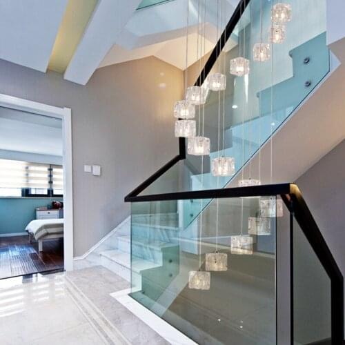 Modern Nordic Led Glass Staircase Chandelier.Luminaire For Living Room Master Bedroom.Restaurant Droplight