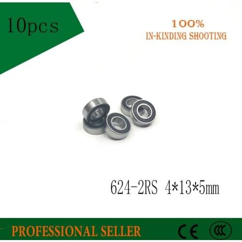 10pcs/Lot 624-2RS 624 RS 4x13x5mm ABEC-3 Rubber Sealed Ball Bearing Miniature Bearing