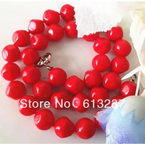 Fashion light red irregular artificial coral round 12mm charming beads hot sale necklace jewelry making 18 inch MY3370