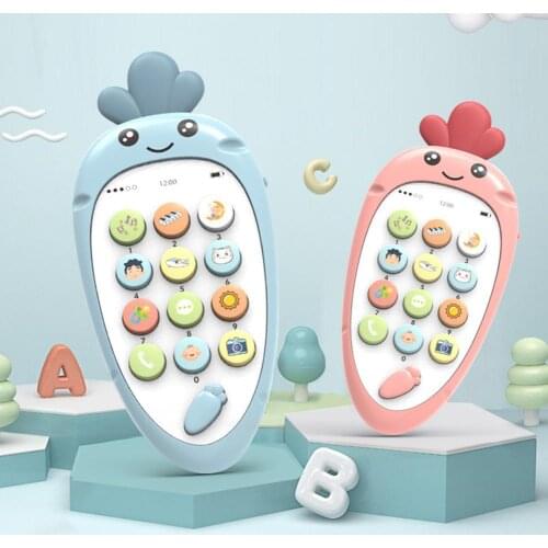 Carrot Shape Simulation English Music Mobile Phone Baby Education Teething Toy Toddler Early Cognition Toys Cute Kid Gift
