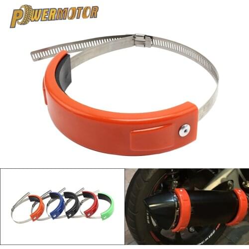 Motorcycle Round Oval Exhaust Pipe Drop Protection Ring Muffler Protection Rubber 100-160mm Stainless Steel Clamp