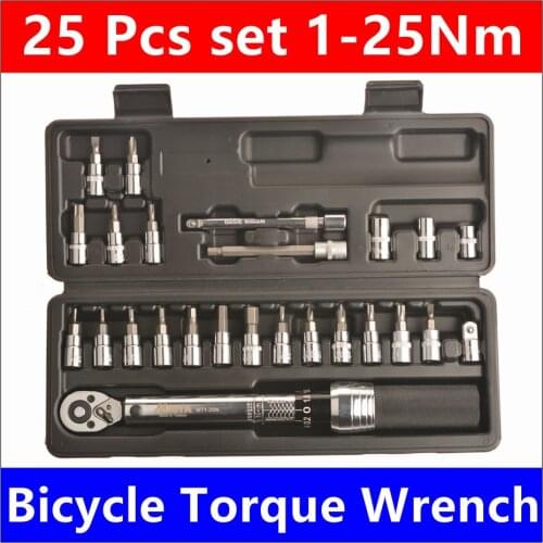 Mxita 25 PCS set 1/4"DR 1-25Nm torque wrench Bicycle bike tools kit set tool bike repair spanner SET accuracy: 3% hand tool set