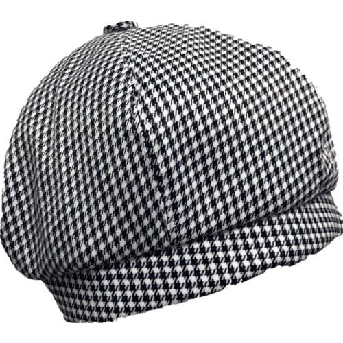 Soft Sister Concave Shape Retro Plaid Beret Korean-style Artistic Versatile Octagonal Cap Sweet Cute Hat Pumpkin Hat