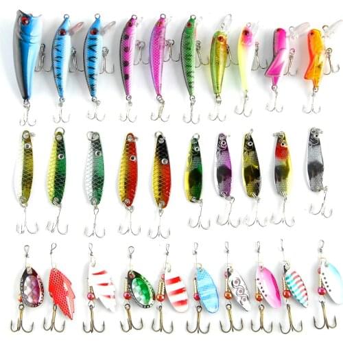 Fishing Lure Kits Hard ARTIFICIAL LURES MINNOW FISHING LURES Set Japan Steel Balls 30Pcs Fish Bait Cheap Tackle NEW 2016