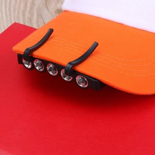 Night Safe Clip-on Cap Hat Lamps 5 LED Headlamp Flashlight Camping Brim Light Head Lamp Torch Fishing Outdoor Head Light New