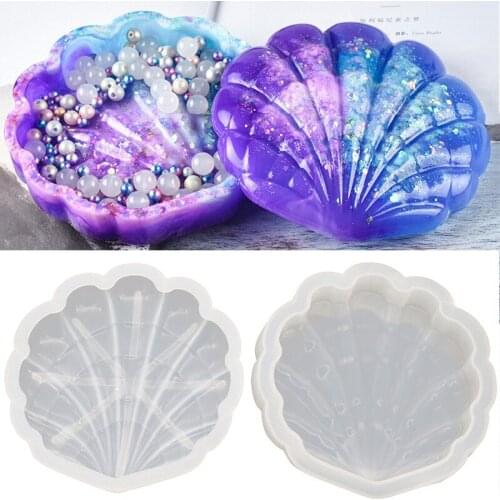 New DIY Crafts Making Crystal Epoxy Mold Shell Shape Table Top Storage Box Desktop Decoration Molud Set Resin Silicone Molds
