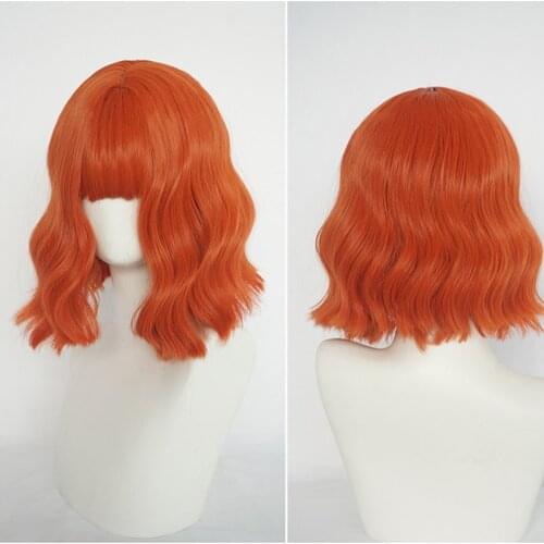 4 Colors Harajuku Kawaii Orange Lolita Daily Gothic Short Curly Hair Wig Synthetic Cosplay Costume Wigs + Wig Cap