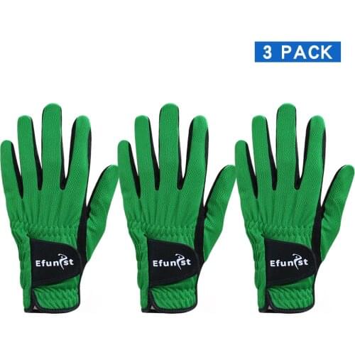 Efunist Golf Gloves Men Left Hand Breathable Green 3D Performance Mesh Non-slip Micro Fiber Mens Golf Glove All Weather Grip
