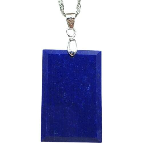 Authentic pure natural lapis lazuli royal blue crystal rectangular pendant AAAA