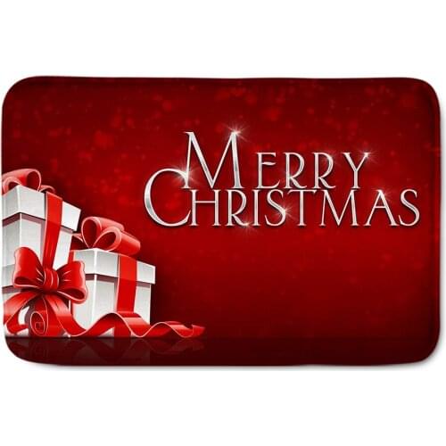 Festive Doormat Flannel Floor Mat Merry Christmas Home Entrance Door Mat Anti Slip Floor Rug For Living Room Bathroom Kitchen