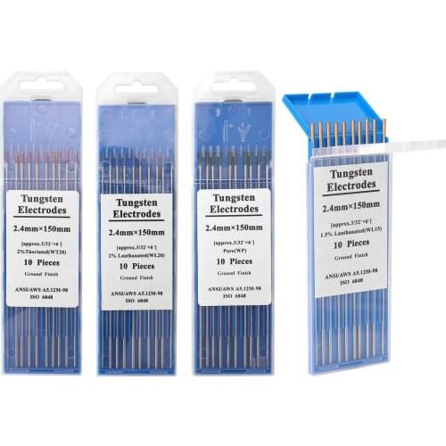 10pcs Professional Tungsten Electrodes TIG Welding Rods 150mm*1.6/2.4mm Low Temperature Set Welding Electrodes Rods Tungsten Pin