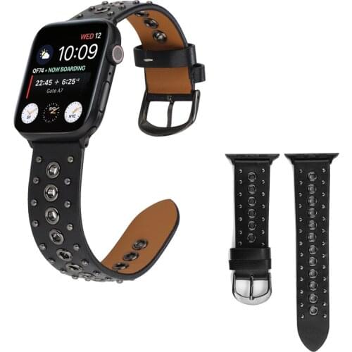 For Apple Watch Rivet Strap Series 6 5 4 3 2 Sports Strap iwatch 38mm 40mm 44mm 42mm Bracelet Apple Watch Leather Strap