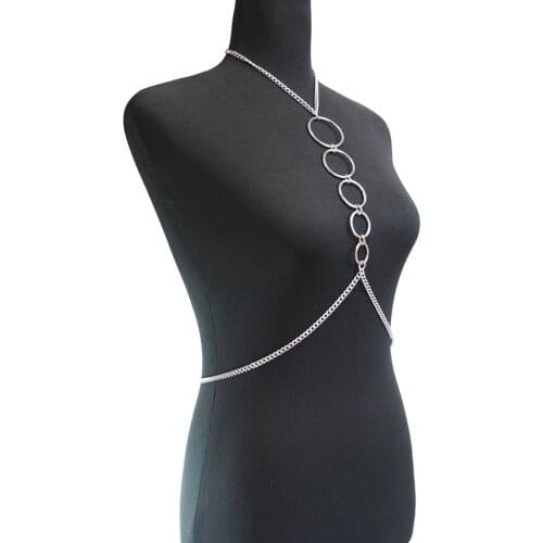 Sexy Harness Body Jewelry Bikini Bra Crossover Belly Waist Chain for Women