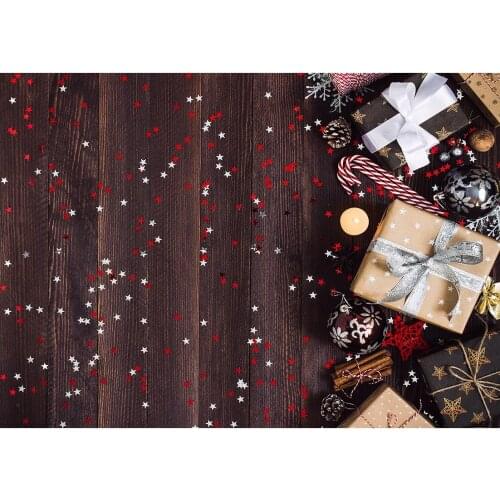 Wooden Board Christmas Stars Gifts Photography Backdrop Vinyl Background Photo Studio for Children Baby Photophone Photobooth