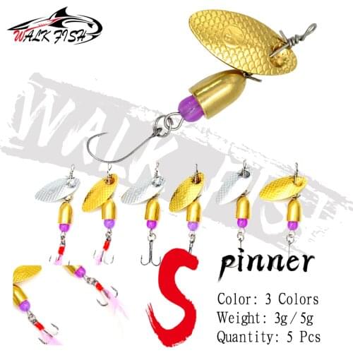 WALK FISH 2PCS 3G/5G Spinner Metal Bait Rotation Spoon Fishing Lures Sequins Sinking Artificial Bait Fishing Tackle
