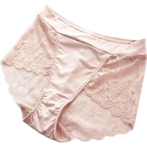Womens Panties Silk and Lace Material Smooth Comfortable Underwear Female Breifs