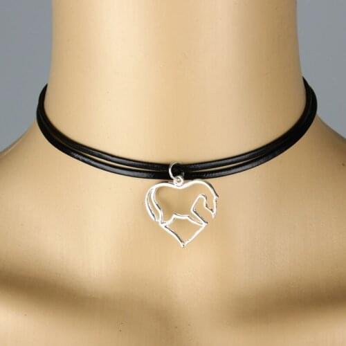 Horse Choker Necklace Bohemia Pendant Necklaces Elastic Rope Chain Punk Retro Gothic Women Lady Jewelry Wedding Souvenirs Charm