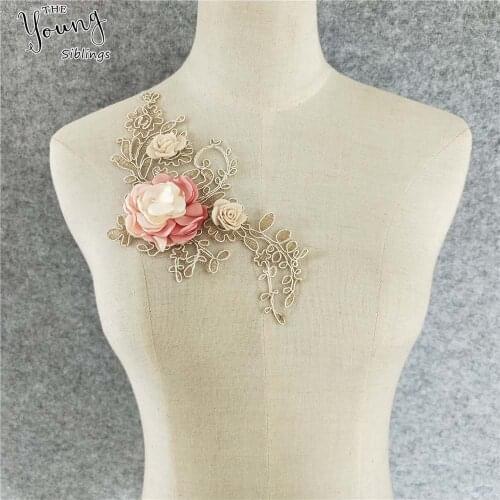 1pcs Lace Fabric Exquisite 3D Flower Lace Applique neckline collar DIY Clothing Accessory Lace Embroidery Sewing craft supplies