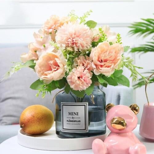 Hydrangea Artificial flowers 7 Heads Bouquet Silk Bridal Hand Flower Wedding decor For diy home decor new years decor 2021