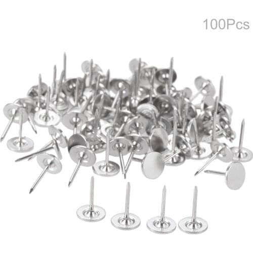 100Pcs Silver Flat Head Upholstery Nails Jewelry Case Wood Box Drum Sofa Decorative Tacks Stud Pushpin Doornail Fastener 11*17mm