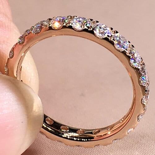 18K Au750 Gold Women Ring Moissanite Diamonds 0.08 Carart Round Luxury Classic Party Engagement Anniversary Ring Trendy Present