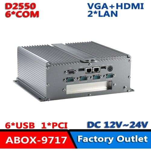 2 LAN ATOM D2550 DC12V Industrial Mini PC Support PCI