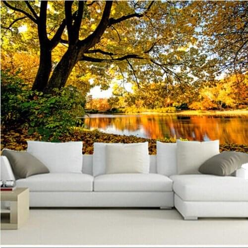 The custom 3D murals, 3D Golden Yellow River willow papel de parede ,cafe wall living room sofa TV wall bedroom wall paper