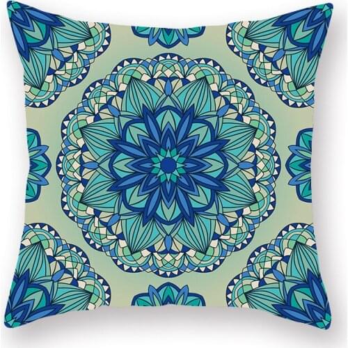 45x45cm National Style Green Mandala Pillow Case Digital Printing Car Office Cushion Cover Home Decoration Dropshipping AT95