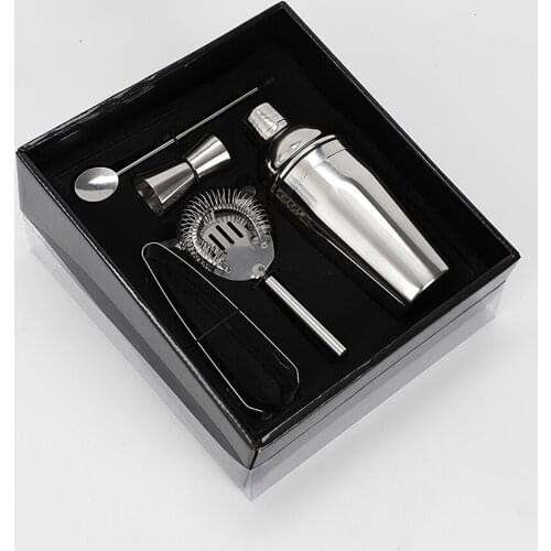 5pcs/Set Stainless Steel Cocktail Shaker Martini Boston Shaker For Bartender Drink Party Bar Tool Ice Tong Cocktail Shaker Bar