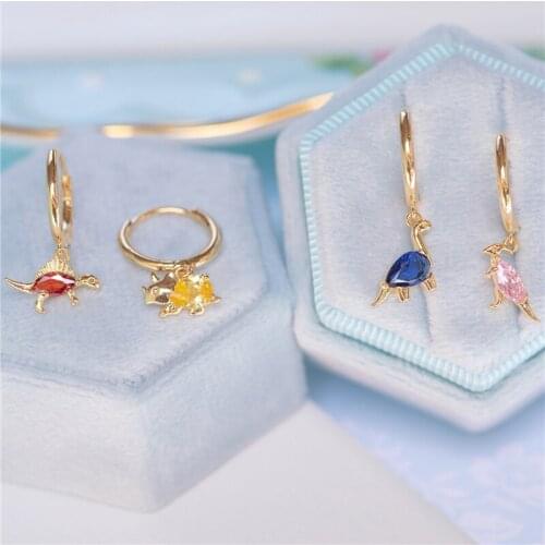 BOAKO Dinosaur 1PCS 2021 Trend Animal Drop Earing Summer Colored Earring for Women Girl Fashion Jewelry Brincos Joyero Brincos