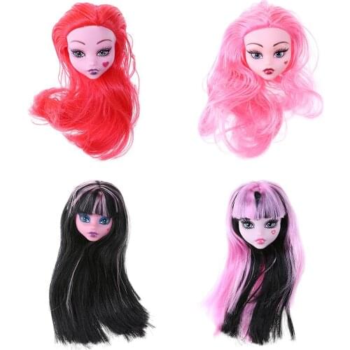 Baby mini doll head accessories toy for babies Fairy Monster Doll Head with Hair PVC Devil Naked Doll Head Toy Accessories
