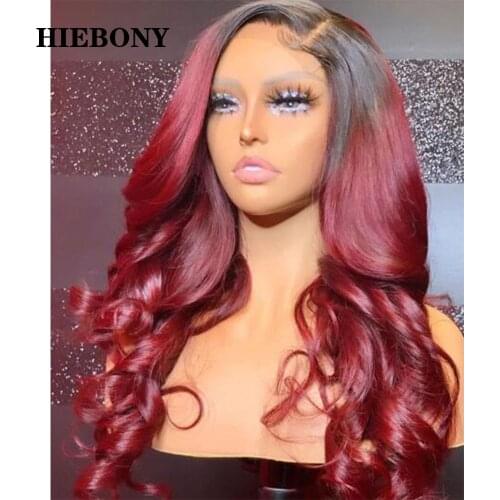 Ombre 99J Loose Wave Lace Front Human Hair Wigs with Baby Hair 1B/99J Wavy 13x6 Lace Front Wigs Bleached Knots for Black Women