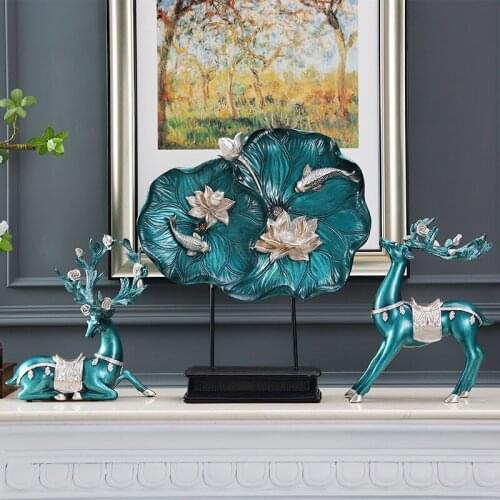 EUROPEAN RESIN LUCKY DEER ORNAMENTS HOME LIVINGROOM TABLE FIGURINES CRAFTS PORCH TV CABINET FURNISHING DECORATION WEDDING GIFTS