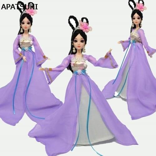 Purple Doll Clothes Cosplay Traditional Chinese Ancient Beauty Costume Clothes For Barbie Doll Party Dress Evening Dresses