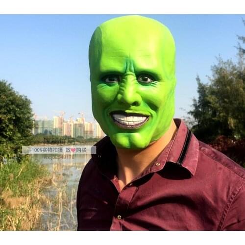 Halloween The Mask Jim Carrey Green Mask Cosplay Movie Costumes Ball Carnival Party Props Terror Latex Hoods