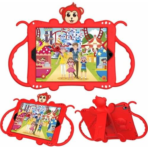 Cartoon Monkey Silicone Heavy Duty Kickstand Full-body Shockproof Protective Case Cover for ipad 9.7"inch 2017/2018 Air Air 2