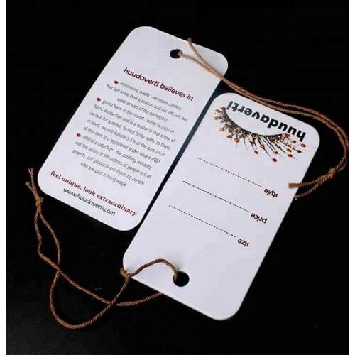 Customized Vintage Color Printing Logo Metal Eyelets Recyclable Kraft Paper Hang Tags for Boutiques
