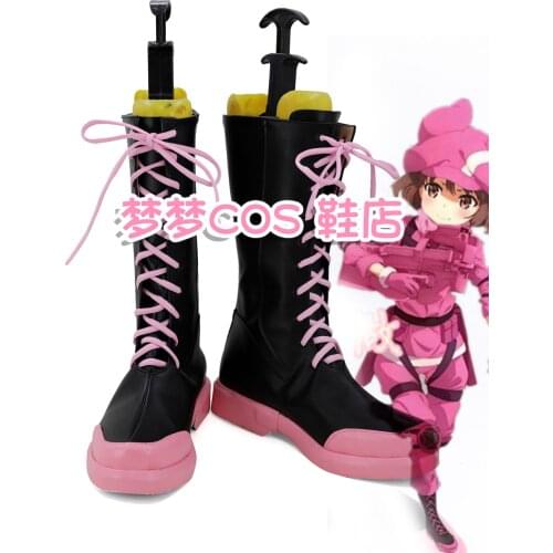 Sword Art Online Alternative: Gun Gale Online Llenn Kohiruimaki Karen Black Cosplay Shoes Boots For Halloween Carniva