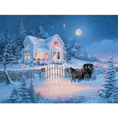 Paint With Diamond Embroidery "Snow tree" Diamond Painting Full Square Round Picture Of Rhinestone Decor