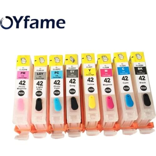 OYfame CLI42 For Canon CLI 42 Refillable Ink Cartridge 42 Replacement Ink Cartridge With ARC Chip For Canon PRO100 Printer