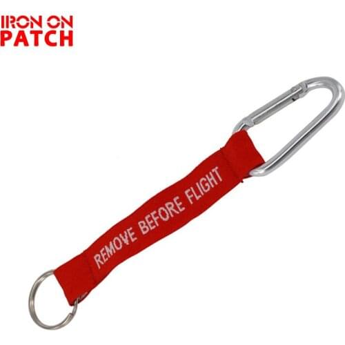Remove Before Flight Key Chain Llaveros Hombre Red Keychain Woven Letter Keyring Aviation Tags OEM Key Chains Safety Tag fabric