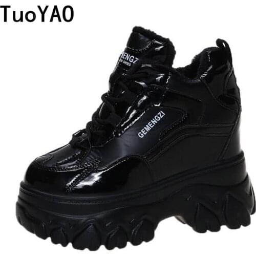 Winter Lace Up Wedges Casual Shoes Women Sports Chunky Sneakers 10cm Platform Tenis Walking Shoes Trainers Dad Shoes Woman New