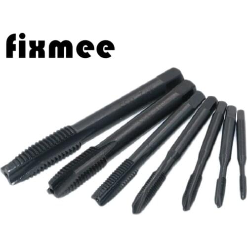 7pcs HSS 6542 M3/M4/M5/M6/M8/M10/M12 Nitride Metric Plug Tap Drill Set Hand Screw Thread Straight Flutes NG4S