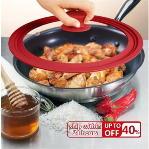 Multifunctional Tempered Glass Lid Pot Explosion-Proof Drop-Proof Visualization Silicone Edge Kitchen Utensils Cookware Parts